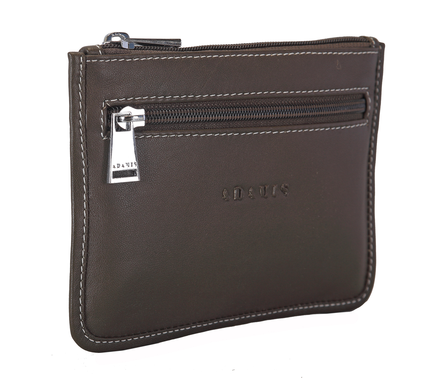 W228--Unisex multi purpose pouch in Genuine Leather - Brown.