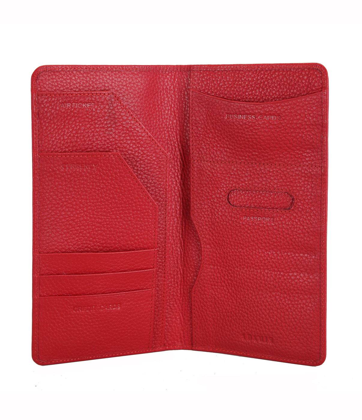Wallet-Rafel -Travel document wallet in Genuine Leather - Red