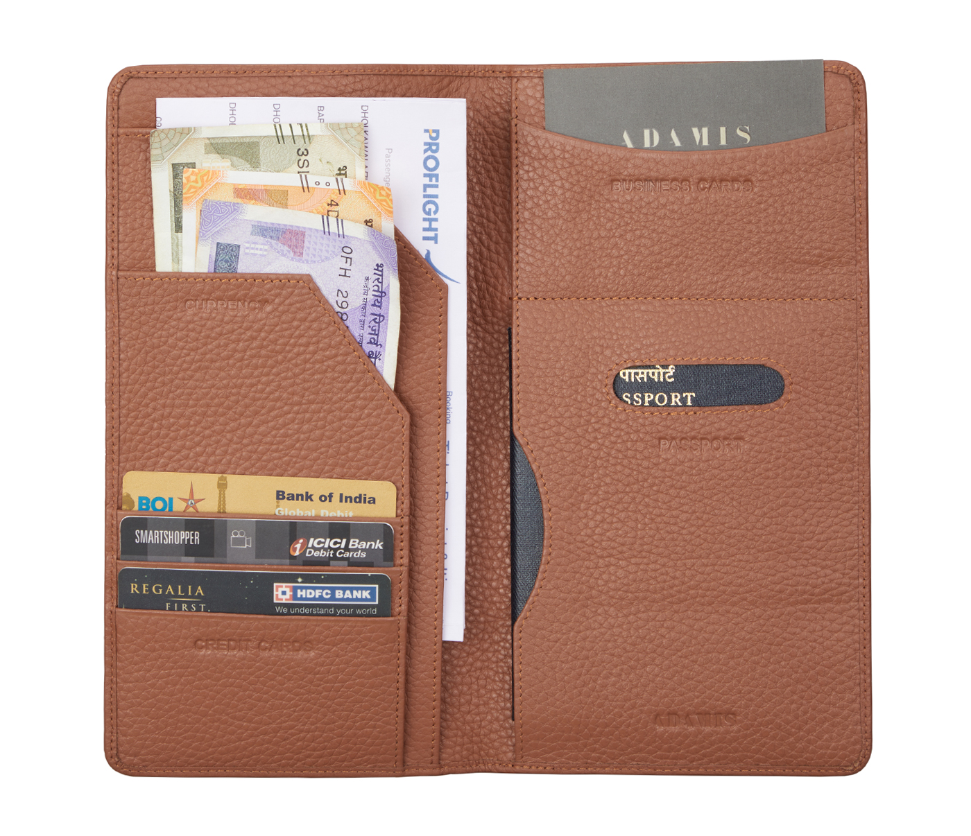 W85-Rafel-Travel document wallet in Genuine Leather - Tan