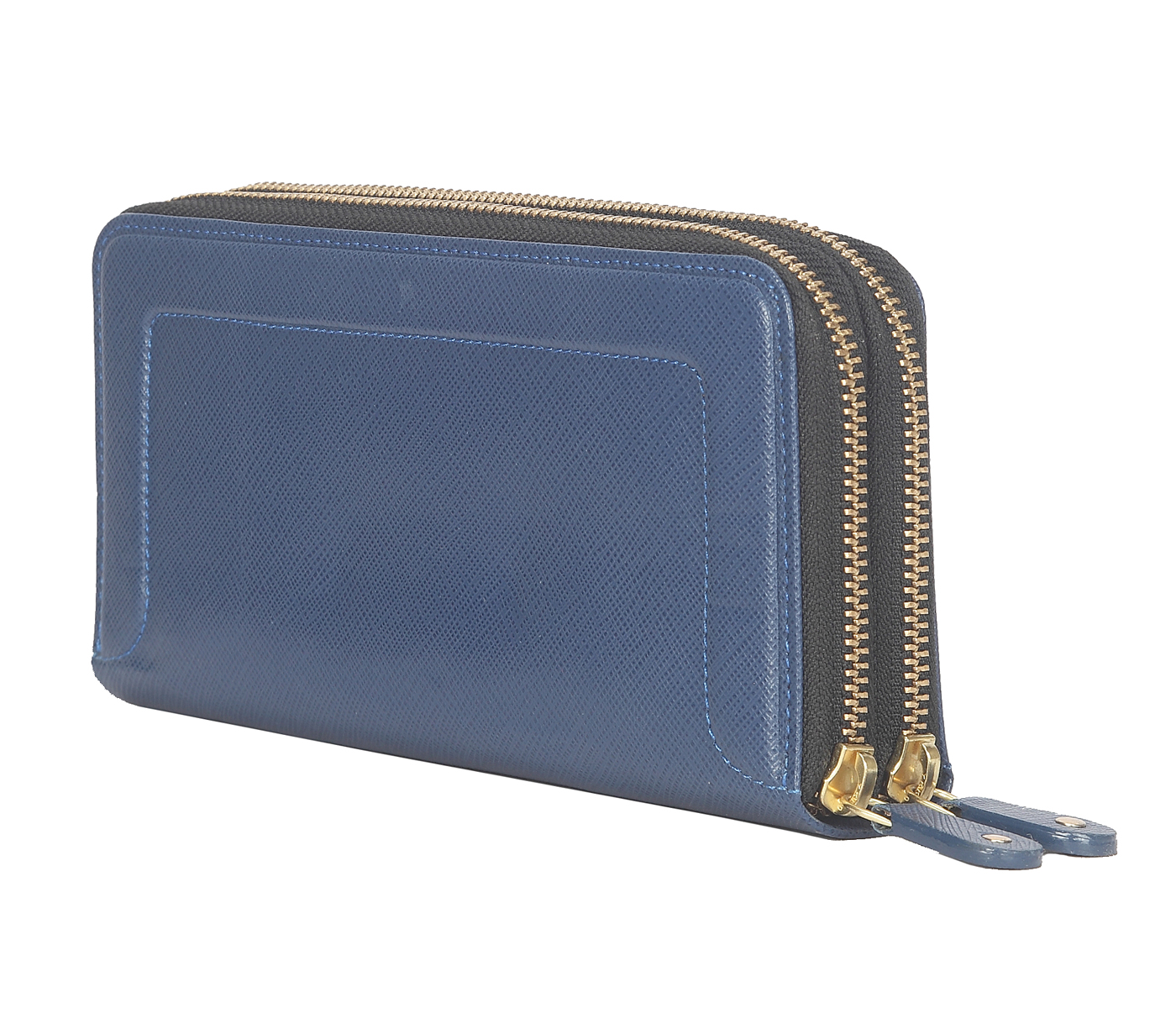 W250-Madeline-Women's day cum travel wallet in Genuine Leather - Blue