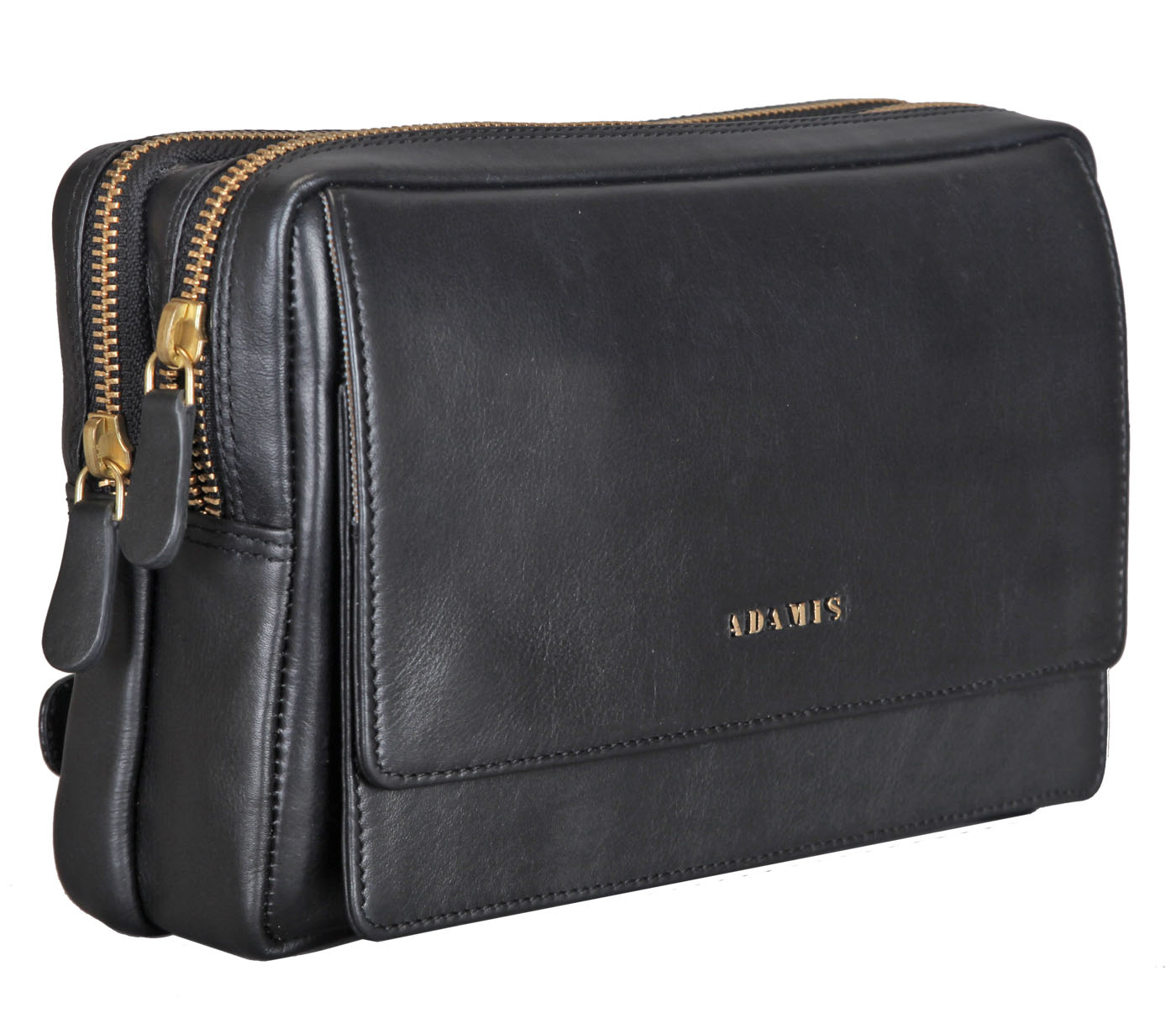P32-Jesse-Men's bag cum travel pouch in Genuine Leather - Black