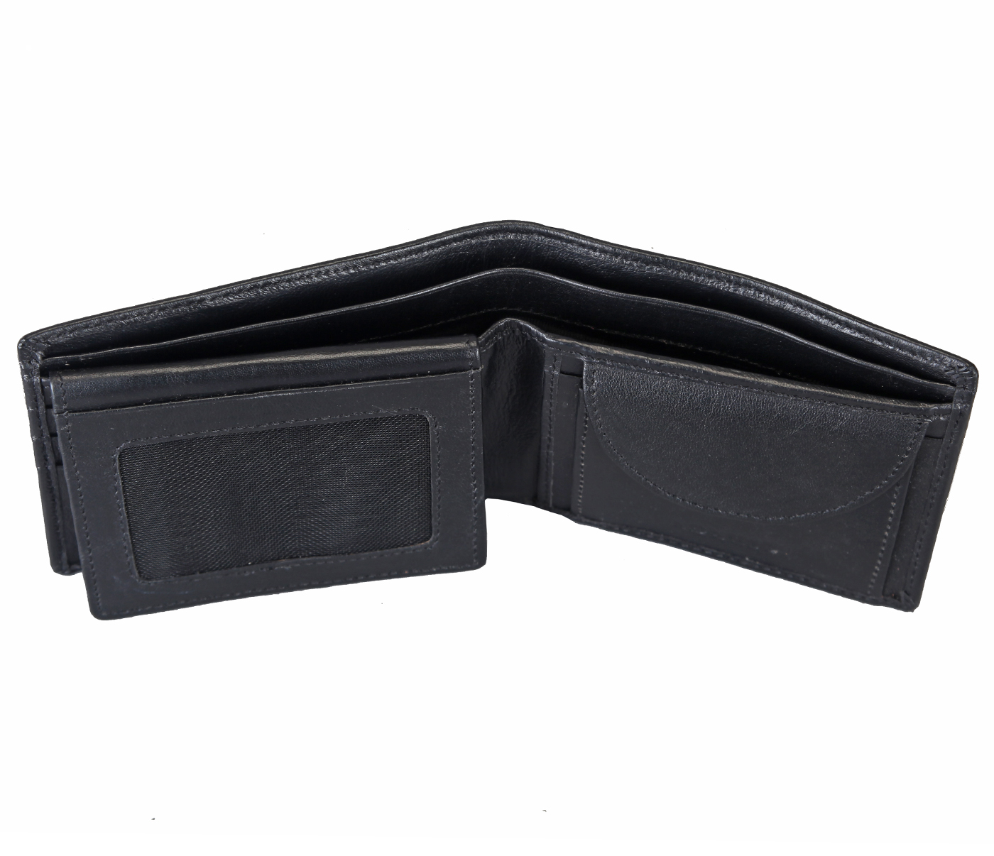 Wallet-Hudson-Men's bifold wallet with coin pocket in Genuine Leather - Black