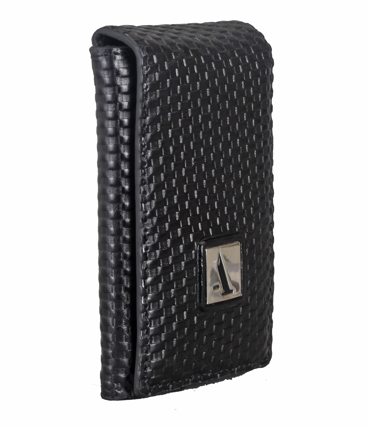 W260--Keyholder with space for electronic entry card in Genuine Leather - Black