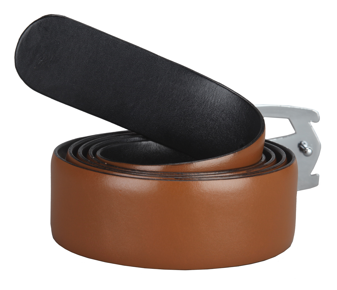 Belt--Men's reversible belt in Genuine Leather - Black/Tan