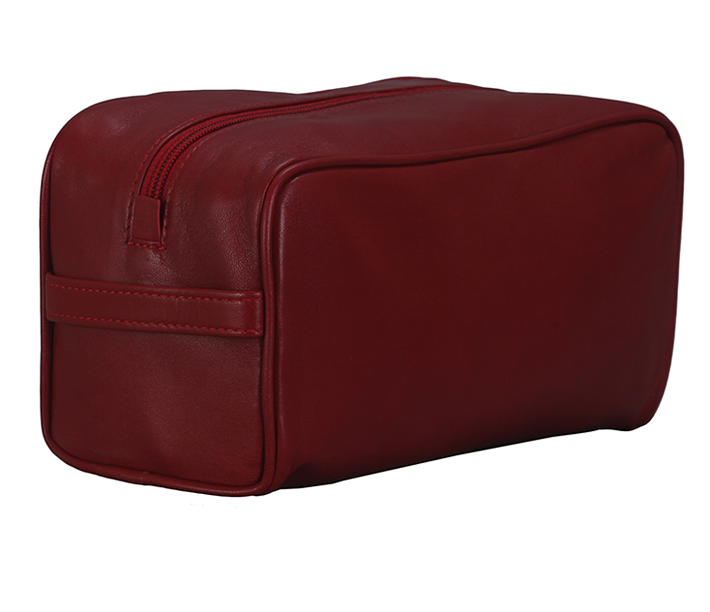 SC1--Unisex Wash & Toiletry travel Bag in Genuine Leather - Red