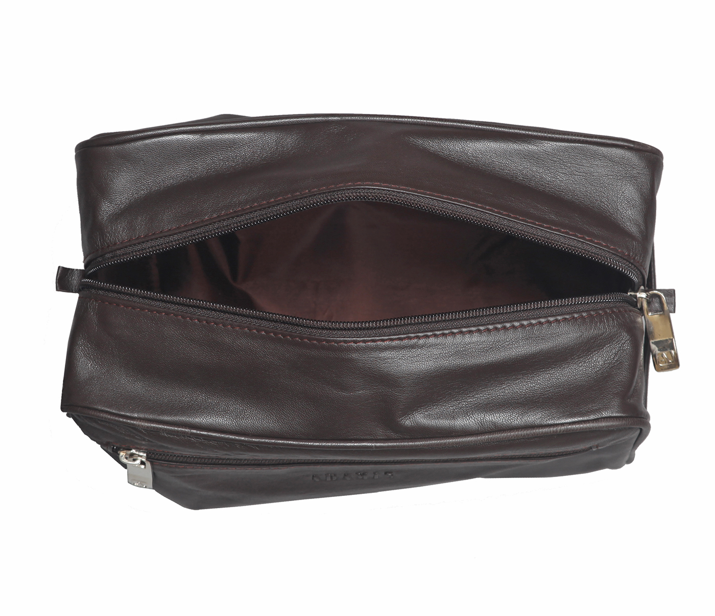 SC2--Unisex Wash & Toiletry travel Bag in Genuine Leather - Brown