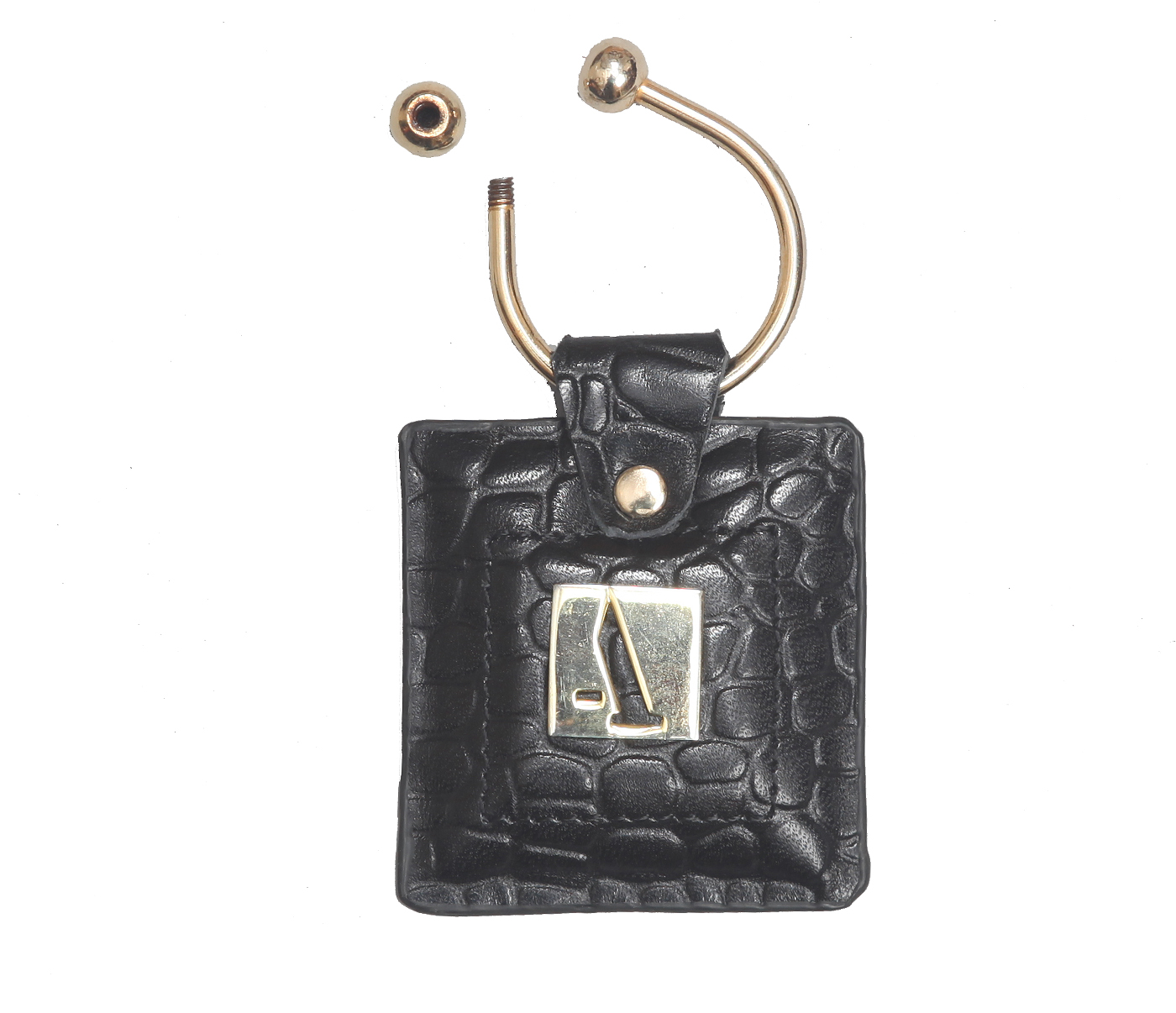 W269--Key holder with knob screw key fitting in Genuine Leather - Black
