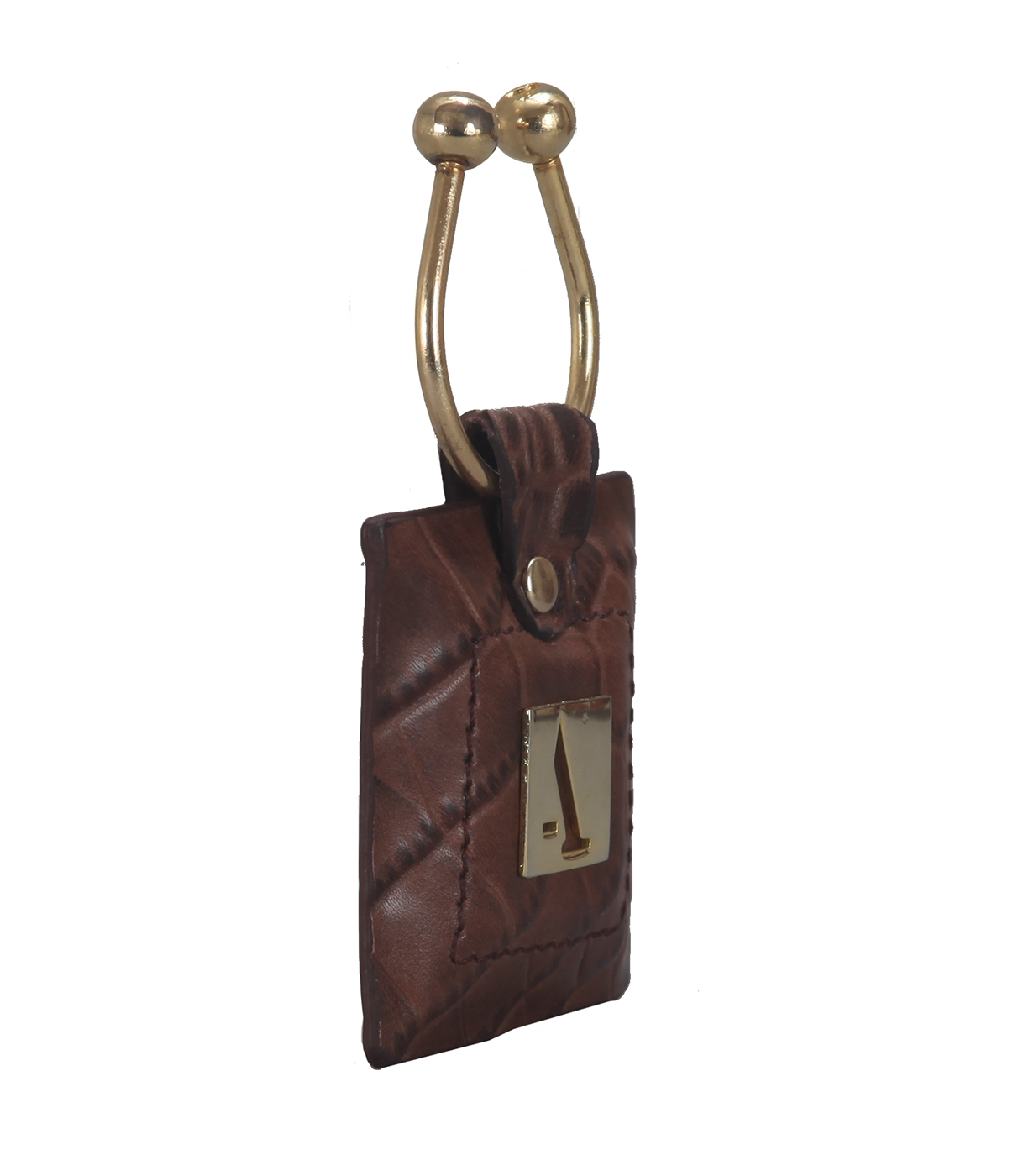 W269--Key holder with knob screw key fitting in Genuine Leather - Brown.