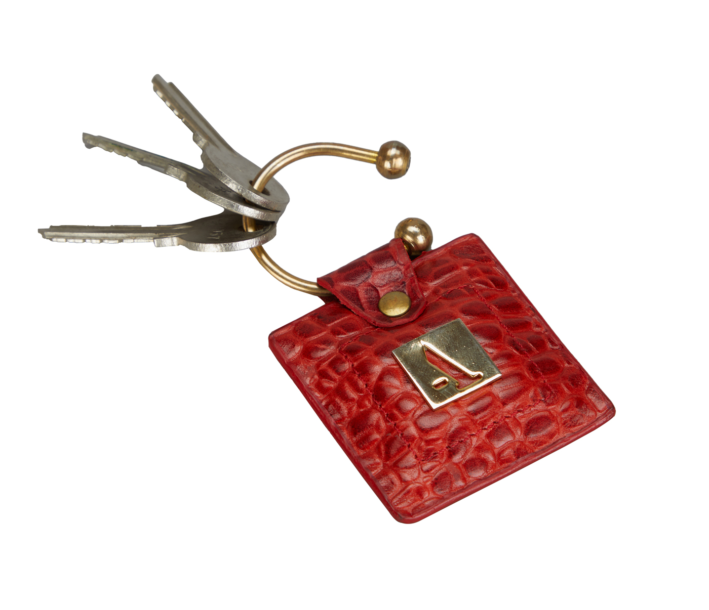 W269--Key holder with knob screw key fitting in Genuine Leather - Tan