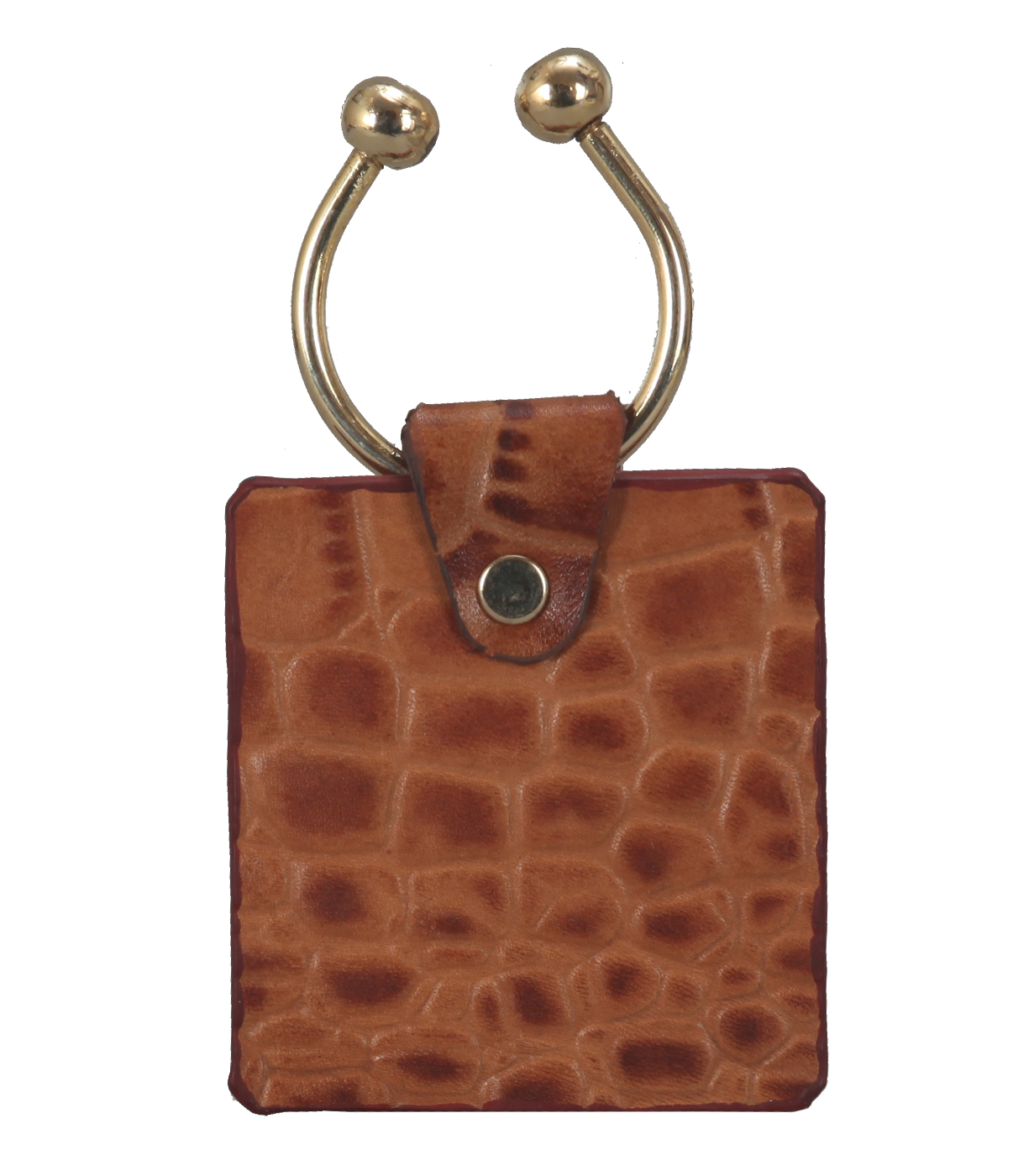 W269--Key holder with knob screw key fitting in Genuine Leather - Tan