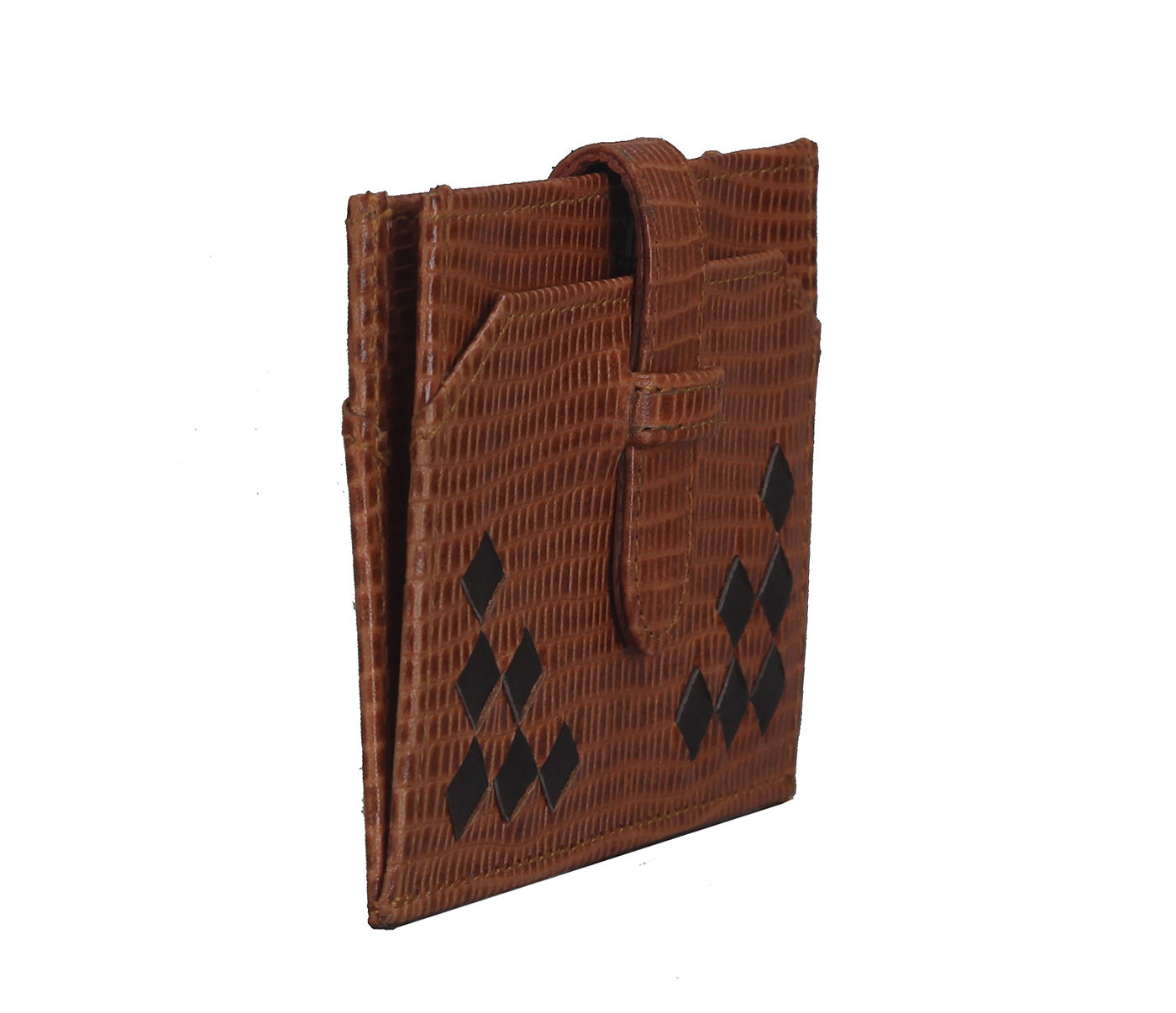W272--Credit Card cum business card holder in Genuine leather - Tan/Brown