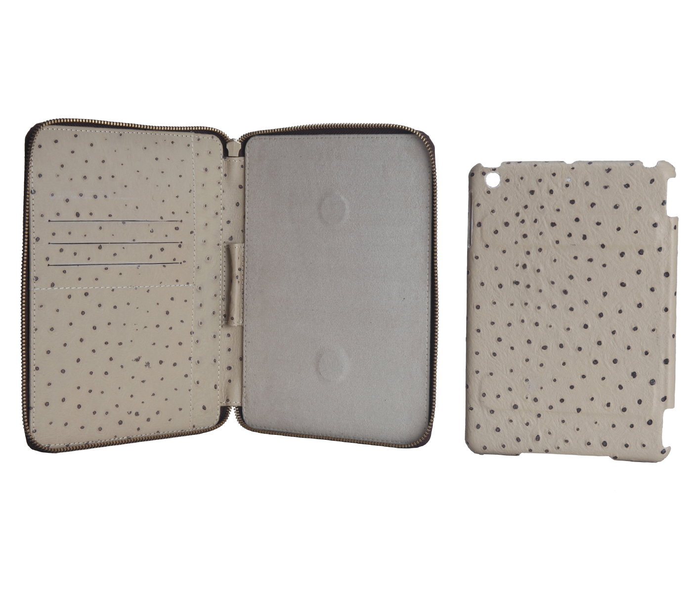 W281--Ipad mini cover with magnetic tray in Genuine Leather - Offwhite