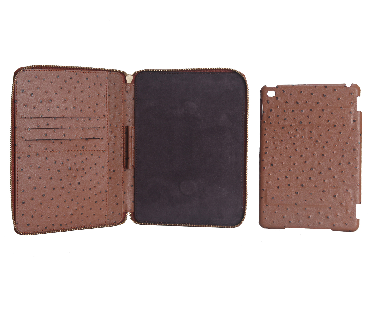 W281--Ipad mini cover with magnetic tray in Genuine Leather - Tan