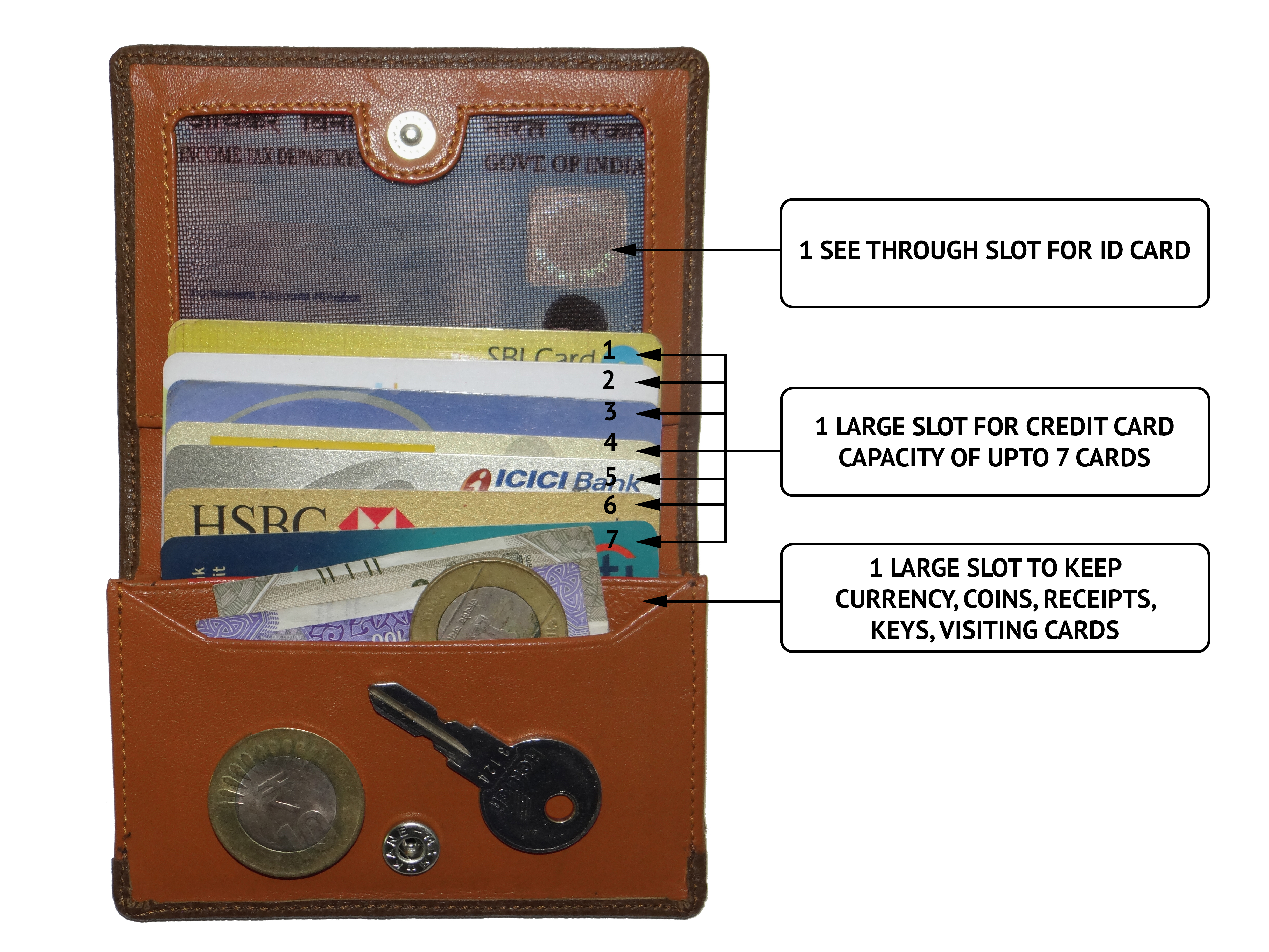Card Case--Credit card cum business card case in Genuine Leather - Brown