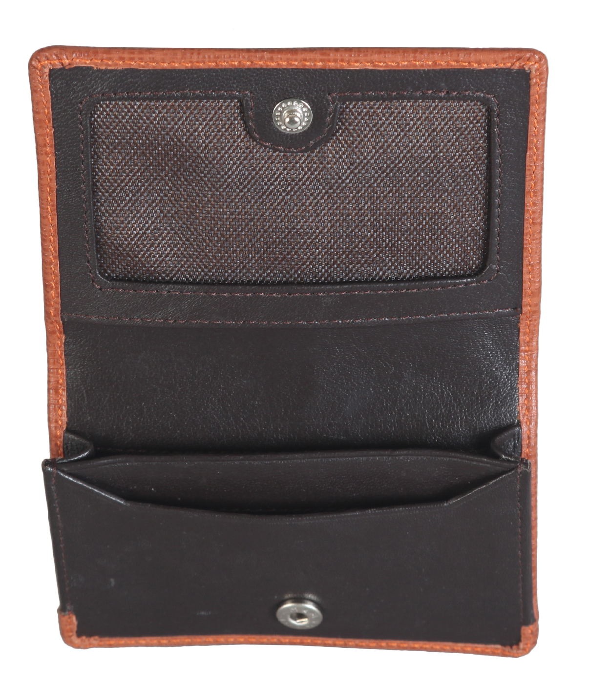 W302--Credit card cum business card case in Genuine Leather - Tan
